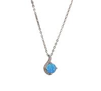 KCHSRKHXC New 2025 100% 925 Sterling Silver Pendant Necklace Set With Zircon And Blue Opal Necklace Circular Line Fashionable Necklace With For You