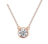 KCHSRKHXC New 2025 Luxury Friendship Necklace Women Luck Round Cz 925 Sterling Silver Pendant Necklace Rose Gold Jewelry Collar With For You