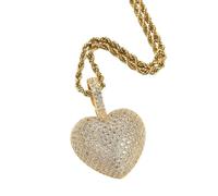 KCHSRKHXC New 2025 The Bling King 3D Love Heart Pendant Necklaces Cz Stone Jewerly For Women Full Iced Out Cubic Zirconia Dating Fation Accessories With For You Jewelry Fashion Accessories Creative