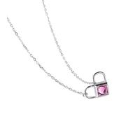 KCHSRKHXC New 2025 Trendy 925 Sterling Silver Fine Jewelry Necklace With Heart Lock Shaped Zircon Pendant For Female Wedding Party Gifts With For You