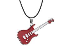 KCHSRKHXC New For Trendy 2025 High Stainless Steel Necklaces For Men Women Feather Flame Guitar Cross Pendant Necklace Jewelry Fashion Accessories Creative Gift