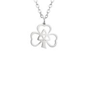 KCHSRKHXC Patricks Day Necklaces, 925 Sterling Silver Shamrock Lucky Necklace Three Leaf Heart Trinity Knot Irish Patrick Symbol Charm Religious Amulet - Green Beads Patricks Day,