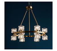 KCHSRKHXC PendantLight, LED Chandeliers, Luxury Copper Chandeliers Double Crystal Led Pendant Chandelier Compatible with Living Room Dining Room - Copper Hanglamp Bedroom Lamp