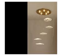 KCHSRKHXC PendantLight, LED Chandeliers, Modern Light Luxury Chandelier Lotus Leaf Acrylic Lamp Shade Staircase Long Chandelier Living Room Restaurant LED Light