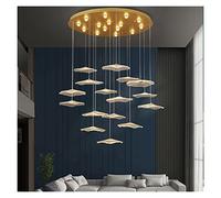 KCHSRKHXC PendantLight, LED Chandeliers, Modern Light Luxury Chandelier Lotus Leaf Acrylic Lamp Shade Staircase Long Chandelier Living Room Restaurant LED Light