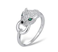 KCHSRKHXC Ring For Women Pure Leopard Panther Ring Cubic Zirconia Rings Party Fine Jewelry