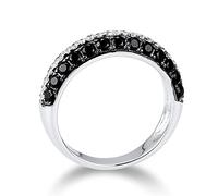 KCHSRKHXC Ring For Women Pure Shiny Black Spinels White Cubic Zirconia Party Fine Jewelry