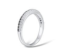 KCHSRKHXC Rings For Women Black And White Stones Round Cubic Zirconia Fine Jewelry Rings