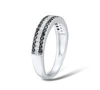 KCHSRKHXC Rings For Women Pure Black Spinel White Cubic Zirconia Daily Wear Fine Jewelry