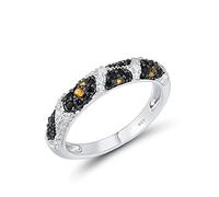 KCHSRKHXC Rings For Women Pure Black Spinel Yellow White Cubic Zirconia Fine Jewelry