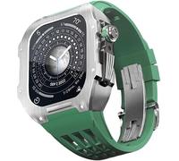 KCHSRKHXC Rugged Stainless Steel Cover Case Rubber Replacement Strap,For 8 7 45mm 6 5 4 44mm, Men Mod Kit Metal Bezel Fluororubber Band with Clasp Watch Accessories