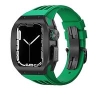 KCHSRKHXC Sport Rubber Watch Band Titanium alloy Watch Case Modification Kit，For 8 7 6 5 4 SE 44mm 45mm Series Watch Upgraded Replacement Luxury Watch Strap Kit