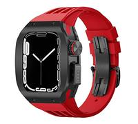 KCHSRKHXC Sport Rubber Watch Band Titanium alloy Watch Case Modification Kit，For 8 7 6 5 4 SE 44mm 45mm Series Watch Upgraded Replacement Luxury Watch Strap Kit