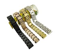 KCHSRKHXC Stainless Steel Watchband Metal Wristwatches Band 16mm 18mm 20mm 21mm 22mm 23mm 24mm Watch Strap Gold Silver Zwart