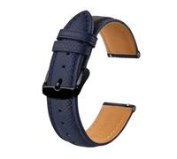 KCHSRKHXC Texture Leather Watch Strap Belt For Men Women 18mm 20mm 22mm Bracelets Watchband Quick Replacement Black Buckle(Blue-Black,20mm)