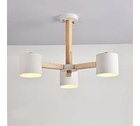 KCHSRKHXC Two Function - LED Chandelier with White Iron Lampshade Compatible with Foyer Modern Wooden Ceiling Mounted s Wood Dining Lights,Crystal Flush Mount