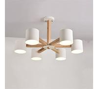 KCHSRKHXC Two Function - LED Chandelier with White Iron Lampshade Compatible with Foyer Modern Wooden Ceiling Mounted s Wood Dining Lights,Crystal Flush Mount