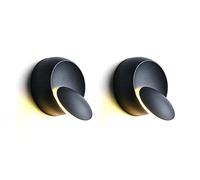 KCHSRKHXC Wall Lamp,2 Pcs Led Wall Lamp Indoor Wall Light, Modern Rotatable 360° Metal Sconce, 5W Round Wall Wash Lights Night Lamps for Living Room Bedroom Bedside Hallway Stairs/White-3000K