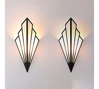 KCHSRKHXC Wall Lamp,2 Pcs Wall Lights Nordic Metal Wall Mounted Lamp, Linen Shade Geometric Lighting Fixture, Modern Wall Lamps for Living Room Hallway Corridor Stairs Bedroom Bedside/d