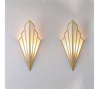 KCHSRKHXC Wall Lamp,2 Pcs Wall Lights Nordic Metal Wall Mounted Lamp, Linen Shade Geometric Lighting Fixture, Modern Wall Lamps for Living Room Hallway Corridor Stairs Bedroom Bedside/d