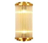 KCHSRKHXC Wall Lamp Crystal Gold Wall Light Rotatable Double Light Glass Rod Shades Wall Sconce E14 Indoor Decor Compatible with Bedroom Living Bathroom Entryway Balcony Mirror Head Lighting,Pend