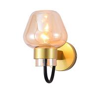 KCHSRKHXC Wall Lamp,Glass Wall Lamp d Metal Sconce Indoor Lighting Fixture, Modern Geometric Wall Lamps Bedroom Bedside Lights for Living Room Hallway Mirror Stairs Lighting Fixture/Amber