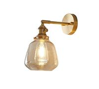 KCHSRKHXC Wall Lamp,Modern Copper Wall Light Adjustable Wall Sconce, Bedroom Bedside Wall Lamp with Seeded Glass Shade, Living Room Decor Lighting Fixture, Kitchen Living Room Decor Lamps/Amber