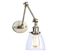 KCHSRKHXC Wall Lamp Swing Arm Brushed Gold Wall Sconces Industrial 1, Wall Lights Hardwired Fixture Metal V-intage Glass Shade Compatible with Bedroom Bedside Living Room Reading,Pendant Lightin
