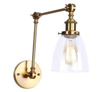 KCHSRKHXC Wall Lamp Swing Arm Brushed Gold Wall Sconces Industrial 1, Wall Lights Hardwired Fixture Metal V-intage Glass Shade Compatible with Bedroom Bedside Living Room Reading,Pendant Lightin