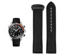 KCHSRKHXC Watch Bracelet for Omega 300 600 Planet Ocean Silicone Nylon Strap Watch Accessories Watch Band Chain 20mm 22mm Belt (Color : Black Orange BK, Size : 22mm)