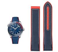 KCHSRKHXC Watch Bracelet for Omega 300 600 Planet Ocean Silicone Nylon Strap Watch Accessories Watch Band Chain 20mm 22mm Belt (Color : Black Orange BK, Size : 22mm)