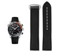 KCHSRKHXC Watch Bracelet for Omega 300 600 Planet Ocean Silicone Nylon Strap Watch Accessories Watch Band Chain 20mm 22mm Belt (Color : Black Orange BK, Size : 22mm)
