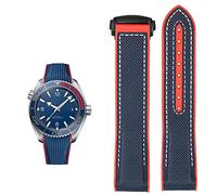 KCHSRKHXC Watch Bracelet for Omega 300 600 Planet Ocean Silicone Nylon Strap Watch Accessories Watch Band Chain 20mm 22mm Belt (Color : Black Orange BK, Size : 22mm)