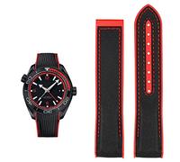 KCHSRKHXC Watch Bracelet for Omega 300 600 Planet Ocean Silicone Nylon Strap Watch Accessories Watch Band Chain 20mm 22mm Belt (Color : Black Orange BK, Size : 22mm)
