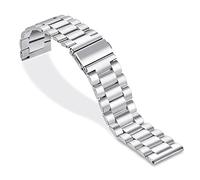 KCHSRKHXC Watch Strap Metal Stainless Steel Replacement Double Snap Buckle Three Bead Pocket 20mm, 22mm