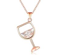 KCHSRKHXC Wine Glass Pendant Ladies Long Chain Jewellery Cubic Zirconia Colour 925 Necklace Chain Made in China