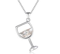 KCHSRKHXC wine glass pendant ladies long chain jewelry zircon color 925 necklace chain Made in China