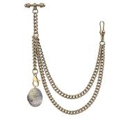 Kchss Single Albert Pocket Watch Chain T-Bar with Elegant Locket Pendant Bronze