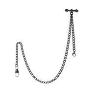Kchss Single Albert Pocket Watch Chain with T-Bar Black