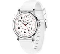 Kchss Waterproof Nurse Watch 12/24 Hour Analog Silver White Nursing Watch