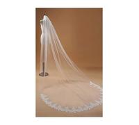 KCHYCV Floral Lace Panelled Appliqued Veil With Comb 1 Tier Veil 3mx1.5m Long Chapel Wedding Length Bridal Accessories (Color : Ivory, Size : 300cm)