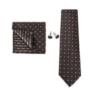 KCHYCV Men's Tie & Cufflinks Set Premium Silk Tie with Pocket Square & Cufflinks Elegant Mens Accessories Gift Set for Formal Weddings & Business Classic Design with Patterns(5575-7)