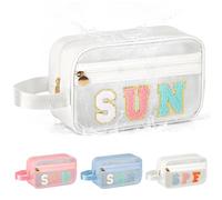 Kcjdd Clear Sunscreen Bags For Beach Pool With Handle, Waterproof Personalized Sun Bag Travel Toiletry Makeup Bag,Travel Beach Pool Summer Essentials SPF Bag For Women Girls(