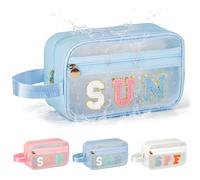 Kcjdd Clear Sunscreen Bags For Beach Pool With Handle, Waterproof Personalized Sun Bag Travel Toiletry Makeup Bag,Travel Beach Pool Summer Essentials SPF Bag For Women Girls(