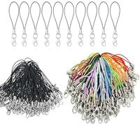 KCKEYS 200pcs Phone Charms Strap with Lobster Clasp, Lanyard Strap for Cell Phone Charm, Keychain, USB Drive, DIY Jewelry keychain (Black+Multicolor)