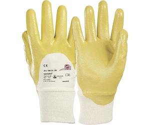 KCL Sahara 100 Mechanical Gloves, Nitrile, Water Resistant, Powderfree, Unisex, Suitable for Construction/Assembly/Transportation, Yellow, Size 10, 010010141E (BAG of 10 Pairs)
