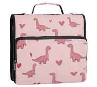 Kcldeci 3 Ring 1.5 Inch Zipper Binder, Dino and Heart 500 Sheet Organizer Binder Bag with Shoulder Strap Expanding Files for School and Office