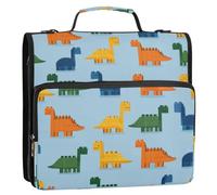 Kcldeci 3 Ring 1.5 Inch Zipper Binder, Dino Made of Blocks 500 Sheet Organizer Binder Bag with Shoulder Strap Expanding Files for School and Office