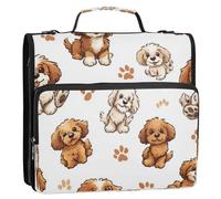 Kcldeci 3 Ring 1.5 Inch Zipper Binder, Small Cavapoo Dogs 500 Sheet Organizer Binder Bag with Shoulder Strap Expanding Files for School and Office