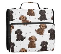 Kcldeci 3 Ring 2 Inch Zipper Binder,Brown Cavapoo Dogs 500 Sheet Organizer Binder Bag with Shoulder Strap Expanding Files for School and Office